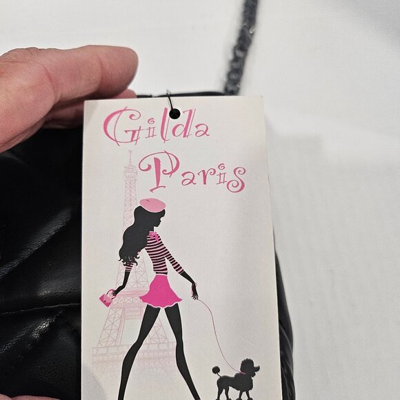 Gilda Paris Black Soft Quilted Studded Messenger Bag/Crossbody NWT - Picture 9 of 13